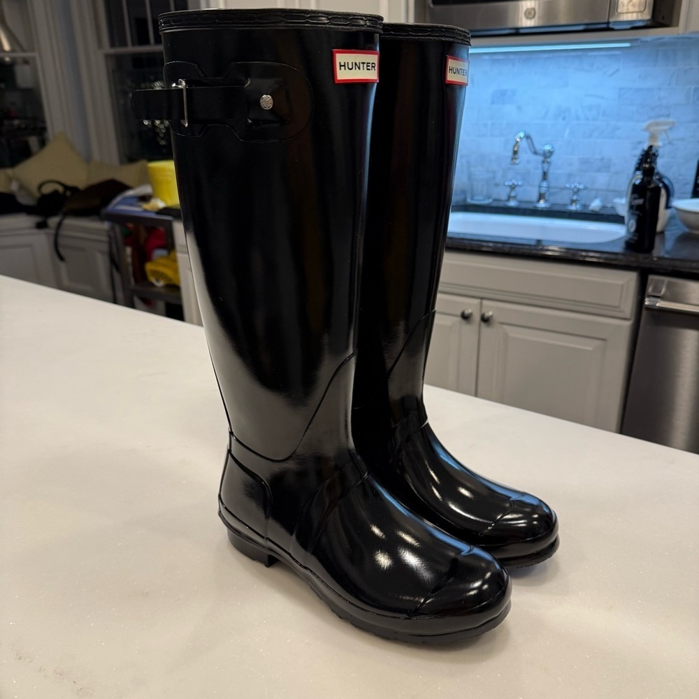 Hinter Original Tall Women’s Gloss Black Boots rainboots Size 9 NIB - Picture 4 of 10